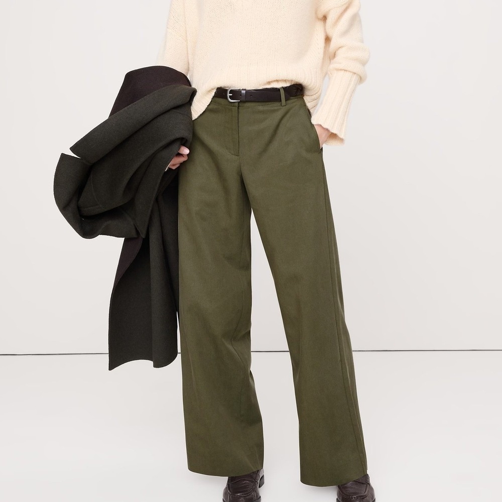 Banana Republic Everyday Wide-Leg Pant Tencel™-Cotton Fresh Olive Green SP NWT - Picture 3 of 7